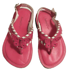 babyGap thong sandals pink/white leather butterfly buckle slingback SZ 6