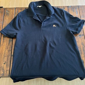 Genuine Burberry Mens Black Polo with RARE Metal logo Size XXL Pre-owned  - Picture 1 of 6
