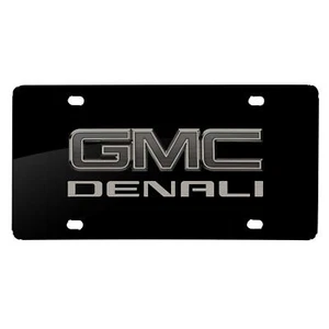 GMC Denali Matt-Look Laser Etched Black Acrylic License Plate Yukon Sierra - Picture 1 of 5