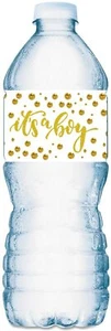 20 Gold It’s a Boy Oh Baby Water Bottle Labels Baby Shower Set of 20 Waterproof - Picture 1 of 4