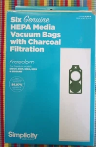 Six GENUINE Simplicity "Freedom" HEPA Media Vacuum Bags w/Charcoal Filtration... - Picture 1 of 4