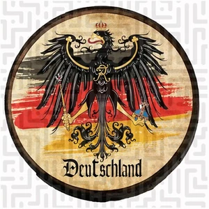 Deutschland Coat of Arms Crest Eagle German Wood Barrel Head Hanging Wall Decor - Picture 1 of 8