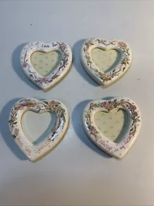 New Lot of 4 Papel Freelance White Ivory Heart Photo Frames I Love You 2.5" B - Picture 1 of 7