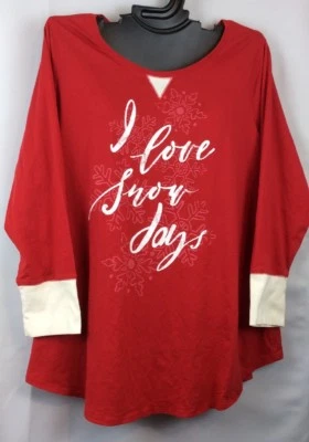 Camiseta 14/16 Cacique Lane Bryant VERMELHA Macia Confortável Manga Longa Plus Sleep Top - Imagem 1 de 4