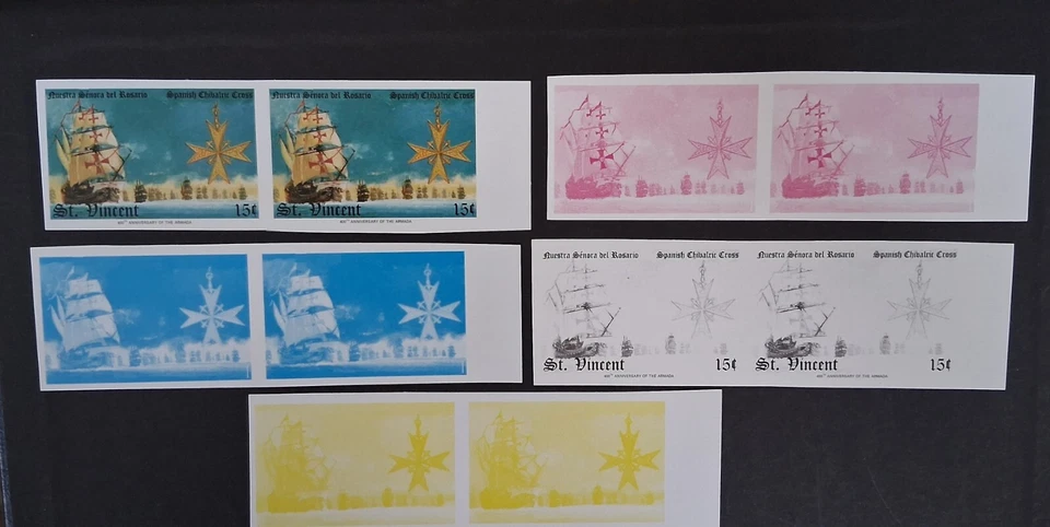 Saint Vincent Ships IMPERFORATE color prueba MNH Foto 1 de 1