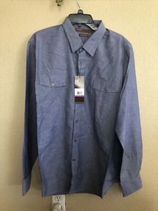 Perry Ellis Men’s Dress Shirt Long Sleeves 65% Cotton 35% Linen Size XXL - Picture 1 of 9