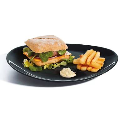 Servierteller Steak Friends Time Schwarz Teller Fleischplatte Oval 30 x 26cm - Bild 1 von 4