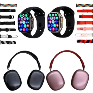 Caja Auriculares Wireless Y Smartwatch 7 Correas Intercambiables Set Completa - Imagen 1 de 19