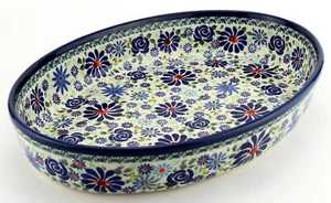 Plato para hornear ovalado de cerámica polaca Au Gratin - 12" x 8 1/2" x 2 1/2" - Boleslawiec - Imagen 1 de 4