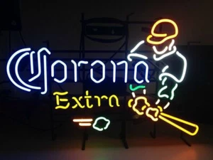 24"x20" Corona Extra Baseball Beer Player Neon Light Sign Lamp Bar Open Decor - Picture 1 of 1