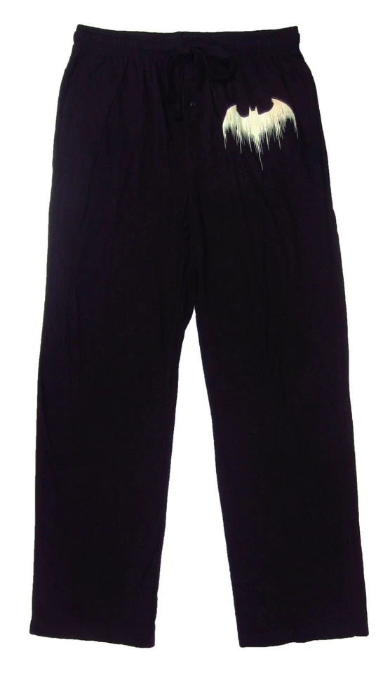 Mens Womens NEW DC Comics Batman Bat Symbol Black Pajama Lounge Pants S M L XL - Image 1 of 1
