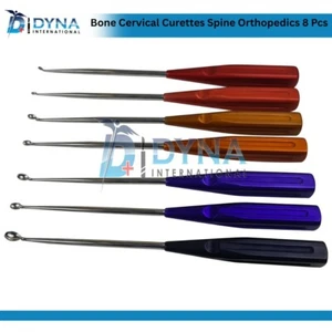 Bone Cervical Curettes Spine Orthopedics Spine Instruments 8 Pcs - Picture 1 of 6