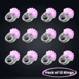 LED Light Up Flashing Pink Jelly Bumpy Rings - Pack of 12 By Party Glowz - Picture 1 of 3