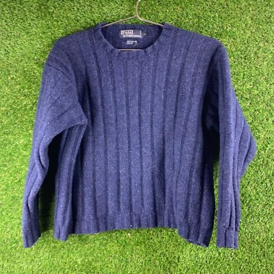 POLO RALPH LAUREN Lambswool Silk lambsWool Ribbed CHUNKY COZY Sweater Womens L - Image 1 of 4