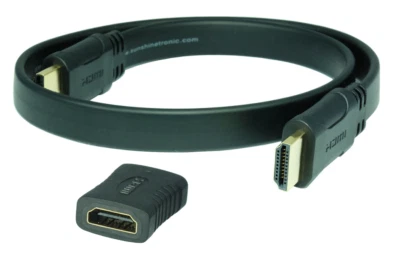 0,2m High Speed HDMI Flachkabel UltraHD, 4Kx2K, 3D, ARC + HDMI-Verbinder #4K-0.2 - Bild 1 von 2