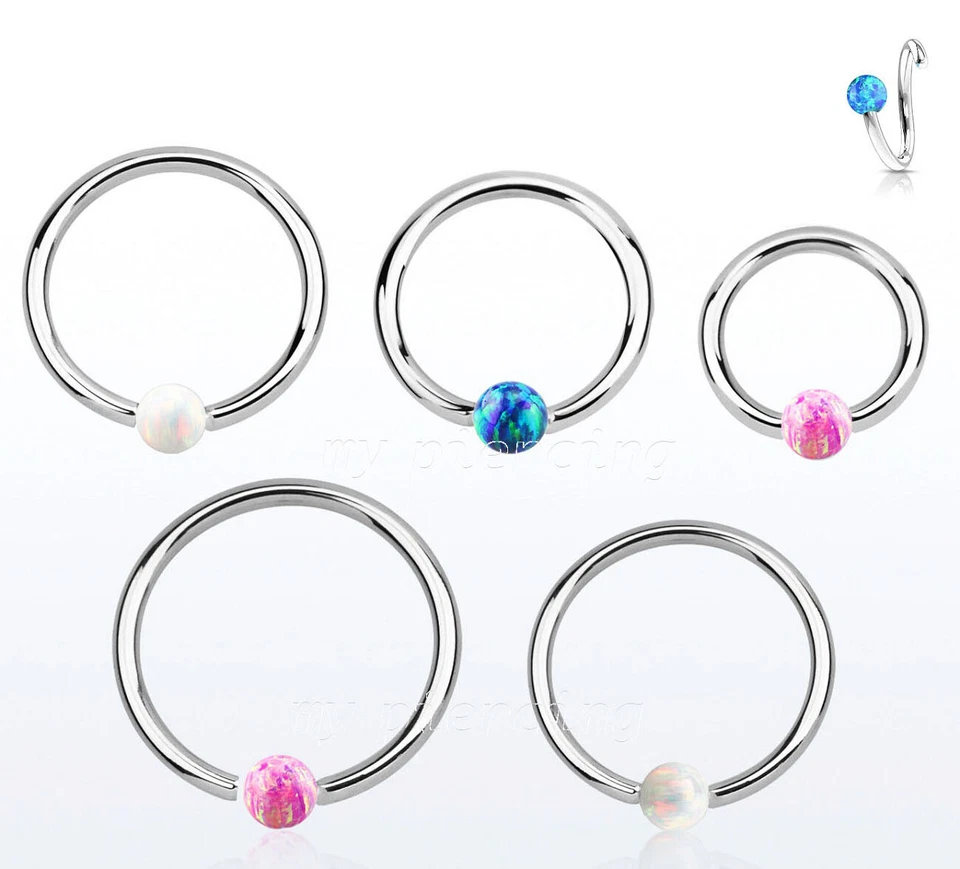 1PC. 20G 2mm Fixed Opal Ball Surgical Steel Captive Bead Ring Earring Nose Ring - Image 1 of 1