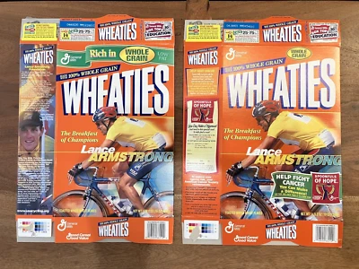 1999 & 2000 Wheaties Empty Flat Boxes w/Cyclist Lance Armstrong. Two Different. - Image 1 of 2