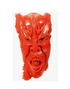 Coral Carved of Gemstone in Momo Japanese Real Stone Fine Jewelry NATURAL Piece - Picture 1 of 6