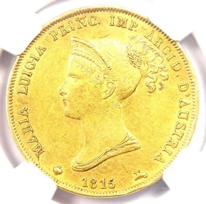 1815 Italy Parma Gold 40 Lire Maria Luigia Gold Coin G40L - Certified NGC AU55 - Picture 1 of 4