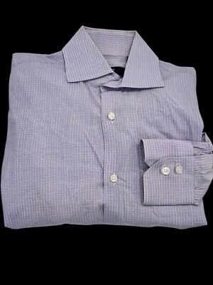 HUGO BOSS DRESS SHIRT REGULAR FIT PLAID CHECK  BUTTON UP LIGHT PURPLE 14.5 32/33 - Image 1 of 4