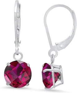 Ohrhänger Sterlingsilber 8 mm rund Geburtsstein Ohrhänger - Bild 1 von 14