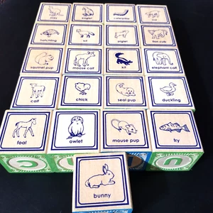 Uncle Goose Wood Blocks Alphabet Numbers Animals Lower Case Letters LOT OF 21 - Picture 1 of 4
