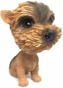 Pug Bobblehead Mini Puppy Dog Figurine Car Dashboard Nodding Yorkshire Terrier - Picture 1 of 5