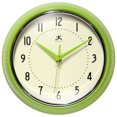 Infinity Instruments Analog Wall Clock Apple Green Metal Frame Quartz Movement - Image 1 of 4