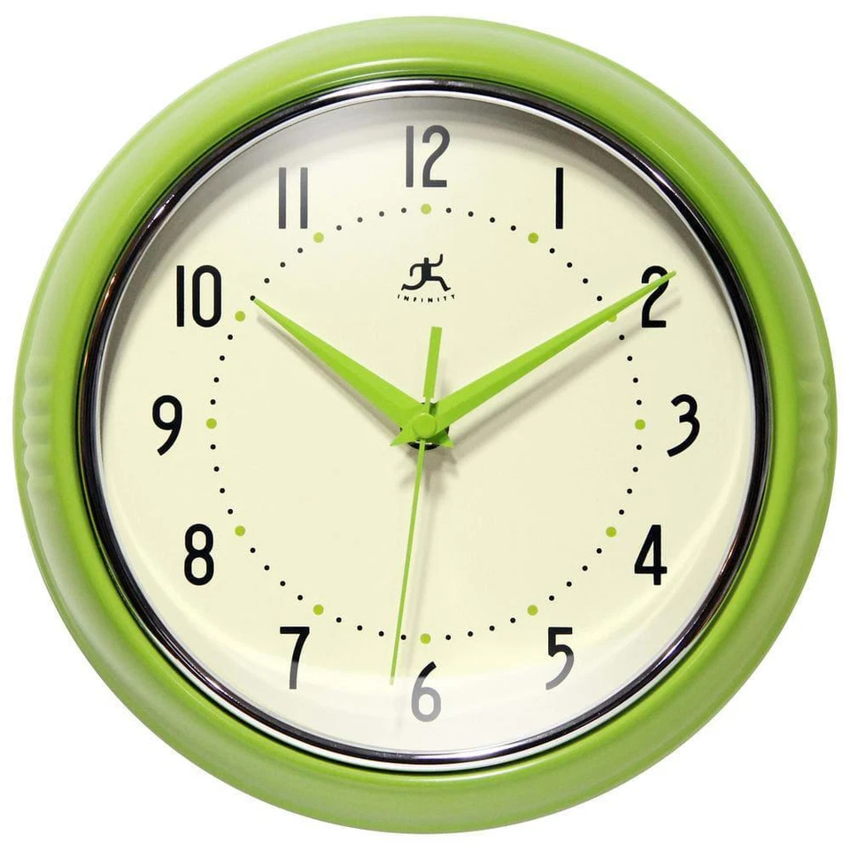 Infinity Instruments Analog Wall Clock Apple Green Metal Frame Quartz Movement - Image 1 of 4
