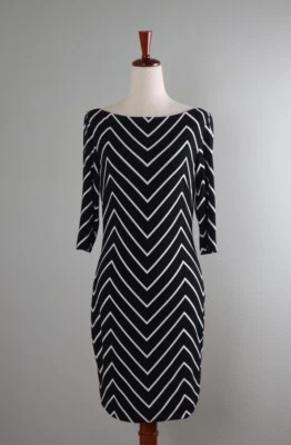 Vestido justo listrado elástico coleção Black Label RALPH LAUREN tamanho 2 - Imagem 1 de 4