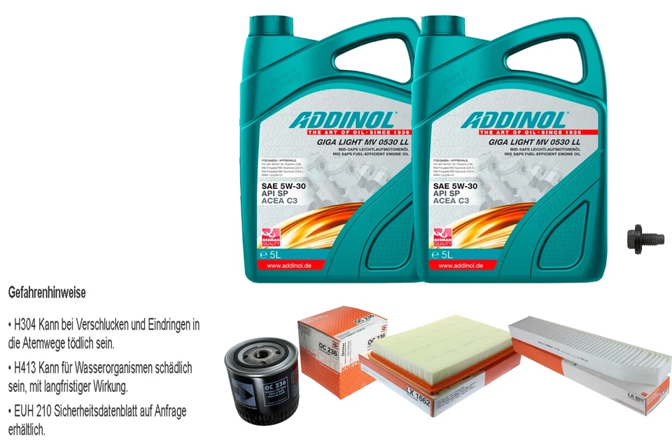 MAHLE Inspección Set 10L ADDINOL GIGA LIGHT MV 5W-30 Para Jeep Commander Van - Imagen 1 de 1