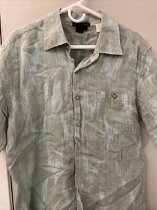 Tulliano Linen Short Sleeve Button Down Shirt Men’s Size Large - Picture 1 of 6