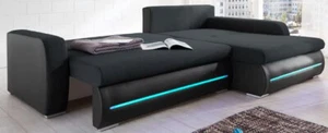 Sofaecke mit Schlaffunktion "Freak“ schwarz 267x178 mit LED Beleuchtung - NEU - Bild 1 von 3