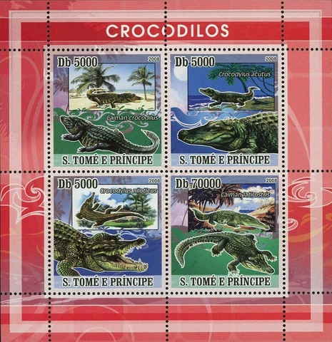 Crocodiles Stamp Caiman Crocodilus Crocodylus Acutus S/S MNH #3355-3358 Cover