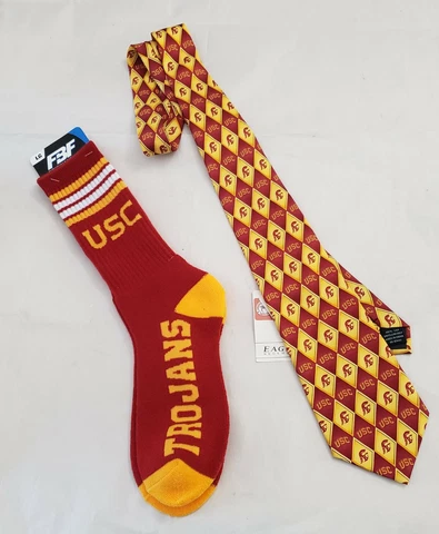 USC Trojans NCAA 4 Stripe Socks & Diamond Pattern Necktie NEW Cover