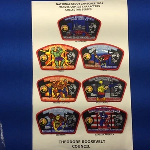 Boy Scout 2001 Jamboree Theodore Roosevelt Council Marvel Comics 7 CSP Patches - Picture 1 of 10