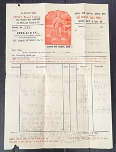 AOPIMT Indien 1930er Jahre bildlicher Billhead LUXMI MARKE SAFRAN - Bild 1 von 1