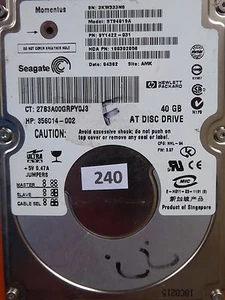 40 GB Seagate ST94019A | P/N: 9Y1422-031 | FW: 3.07 | 100281579 REV C #240 - Imagen 1 de 2