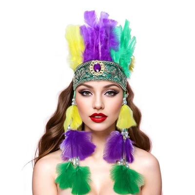 Diadema de plumas de Mardi Gras Tocados de carnaval Accesorios para tocados - Image 1 of 4
