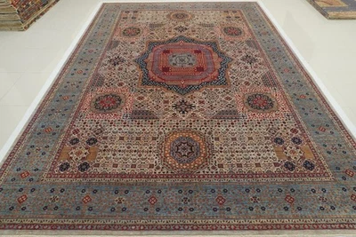 10x14 ft Gray Mamluk Afghan Hand Knotted Wool Medallion Rug - Image 1 of 4
