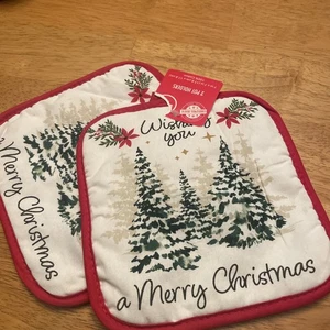 Neu mit Etikett ~ zwei Weihnachts-/Weihnachten Topflappen ~ Ich wünsche Ihnen frohe Weihnachten ~ - Bild 1 von 6