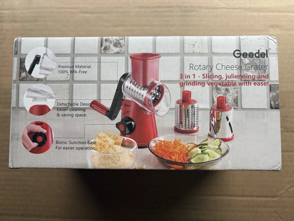 Rallador de queso rotativo Geedel PS-331AR1 3 en 1 - rebanado, julienning y molienda Foto 1 de 4