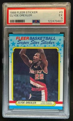 1988-89 Fleer Clyde Drexler Stickers #3 Trail Blazers PSA 5 - Image 1 of 2