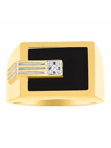Mens Diamond & Black Onyx Ring set in Sterling Silver   SL-MR2393ONW-10-F22 - Picture 1 of 3
