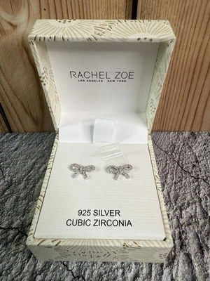Pendientes de plata de ley 925 con arco de circonita cúbica Rachel Zoe nuevos en caja Foto 1 de 4