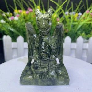 0.35LB 3.3" Natural Xiuyan Jade Dragon Quartz Statue Crystal Healing Energy C5 - Picture 1 of 12