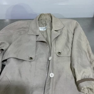 Vintage 80er International Szene Regen Trenchcoat beige Schulterpolster Gürtel Gr. 10 - Bild 1 von 5