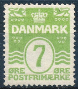 Denmark Scott 91/AFA 167, 7ø green Wavy Lines, F-VF Mint NH - Picture 1 of 1