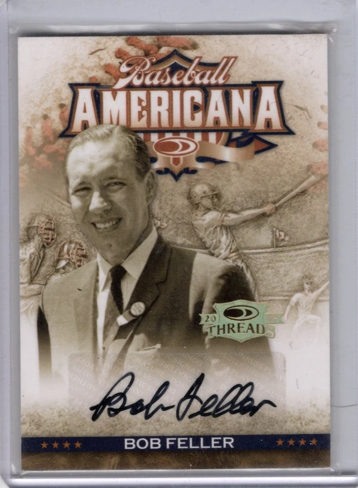 2008 DONRUSS THREADS BOB FELLER BASEBALL AMERICANA AUTO 062/100 - Image 1 of 2