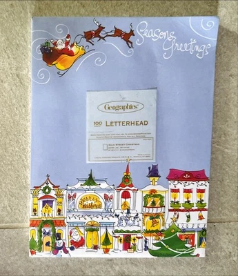 NEW Geographics 47342 Main Street Christmas Letterhead Stationary 100 Count - Image 1 of 3